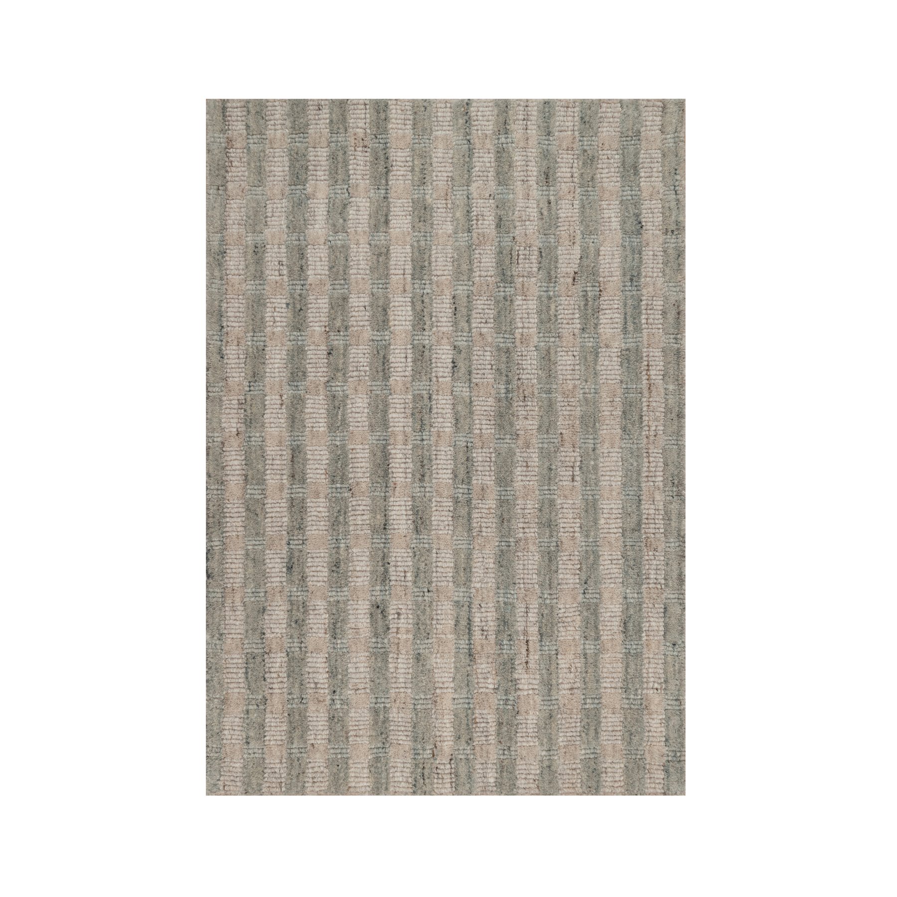 2'x3' Tan Brown and Gray, Vertical Stripes Design with Salt and Pepper Effect, Hand Loomed, Undyed Natural Wool, Sample, Mat, Oriental Rug 